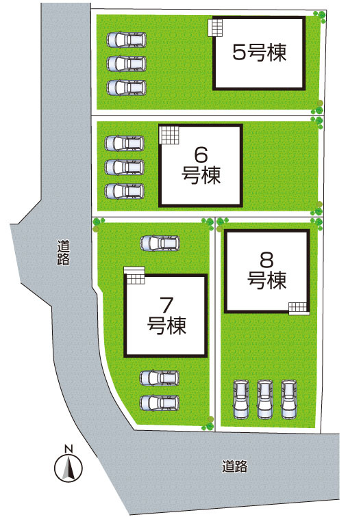 洲本市桑間　第1期　新築一戸建ての区画図|全8区画