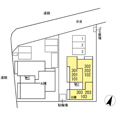 【区画図】 | Dフラット東平山　B棟(ディーフラットヒガシヒラヤマ　ビートウ)