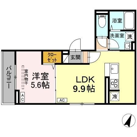 【間取り】 | Dフラット東平山　B棟(ディーフラットヒガシヒラヤマ　ビートウ)