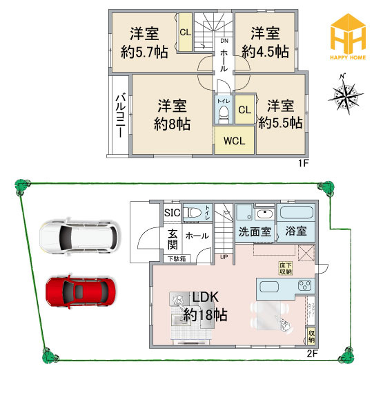 テラシエ西難波町2丁目新築一戸建て│4LDK+駐車2台可の間取り|※現況と図面が異なる場合現況を優先いたします。