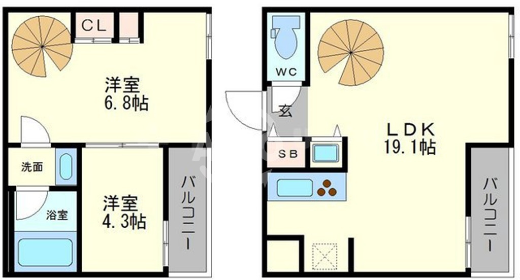 セイワ南堀江リバーレジデンスEASTの間取り|セイワ南堀江リバーレジデンスEAST　メゾネットタイプ