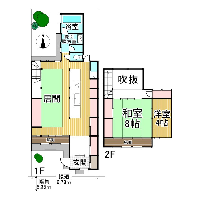 小山西花池町 「京町家」連棟3戸1の間取り