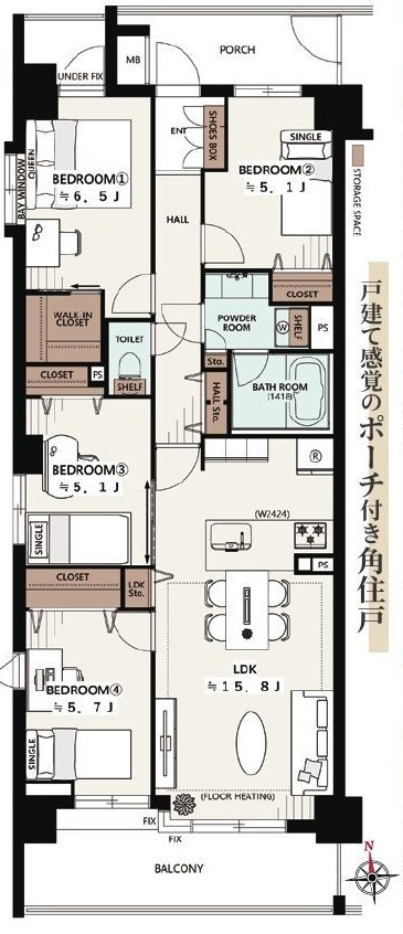 コスモ西葛西ステーションアベニュー（3階部分）／仲介手数料無料／新規フルリノベーションの間取り