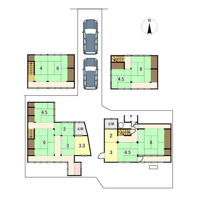 京都市北区小山上初音町　中古一戸建の間取り
