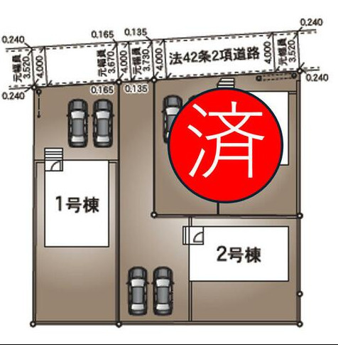 下妻市二本紀第2　新築戸建　1号棟の区画図|敷地広々、地盤調査済みで安心。駐車や生活動線も快適です。