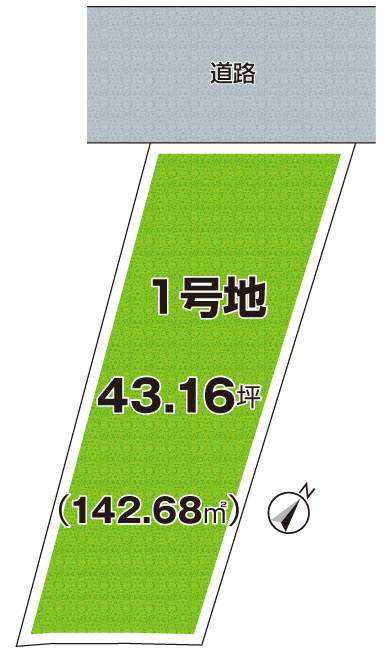 箕面市瀬川　第2期　売土地の区画図|1号地