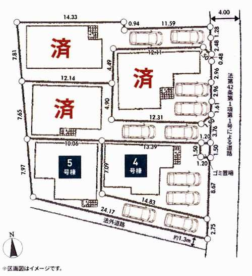 厚木市妻田南第2　新築戸建全5棟　5号棟の区画図