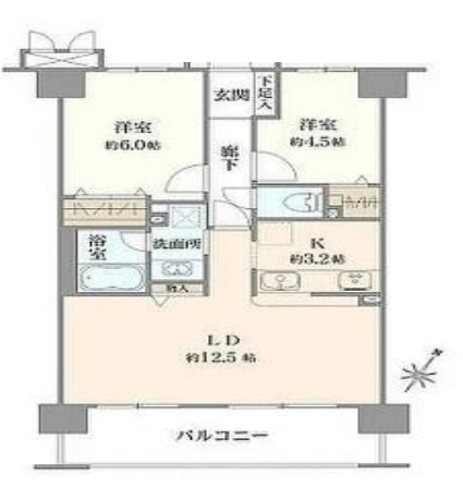 フェイム芝浦インターウェーブの間取り|フェイム芝浦インターウェーブ：南東向き！全居室収納・窓が付いた２ＬＤＫフルリノベーション物件です！