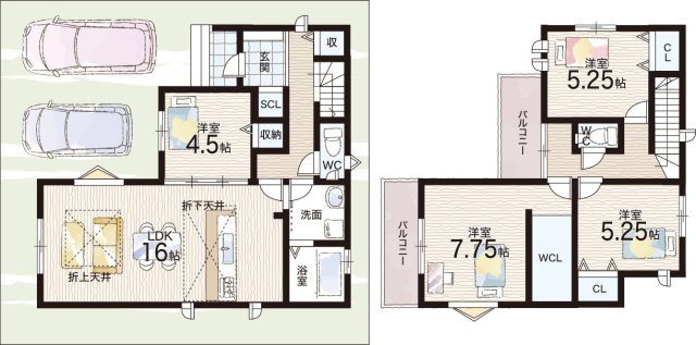 ★京都市山科区川田山田　新築一戸建ての間取り