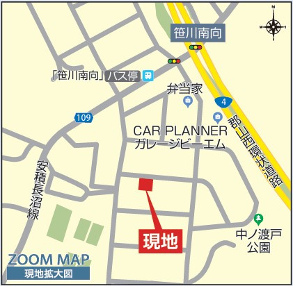 新築戸建・新築建売　郡山市安積町笹川中ノ渡戸　安積第三小・安積第二中の地図|現地案内図　拡大図