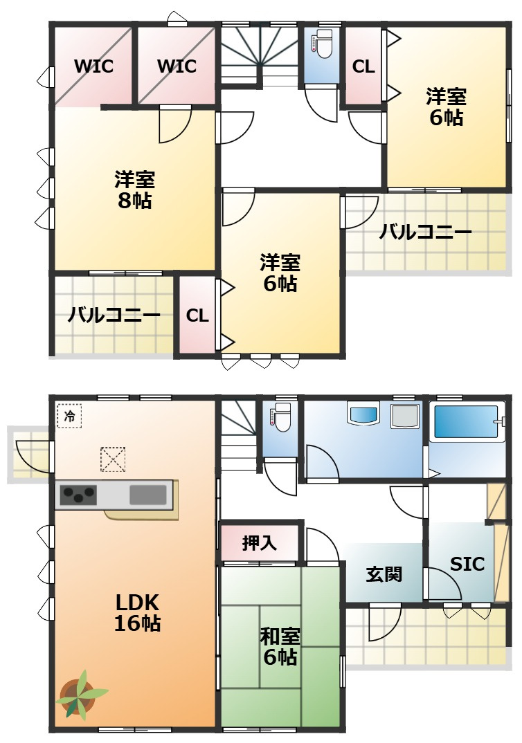 LiveleGarden.S下野市仁良川第4の間取り|全室南向きで陽当たりの良い間取りです
