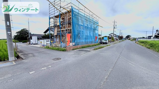 第2下妻市鎌庭　新築戸建の前面道路含む現地写真|見通しの良い前面道路で、お子様の通学も安心。閑静な住宅街に位置する好立地です♪