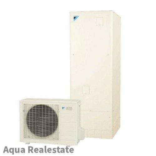 高松市仏生山町　モデルハウスの発電・温水設備|【給湯機（エコキュート）】
エコキュートなら消費電力量が約 1/ 3 (電気エネルギーだけでお湯を沸かす場合と比較)
※画像はイメージです。