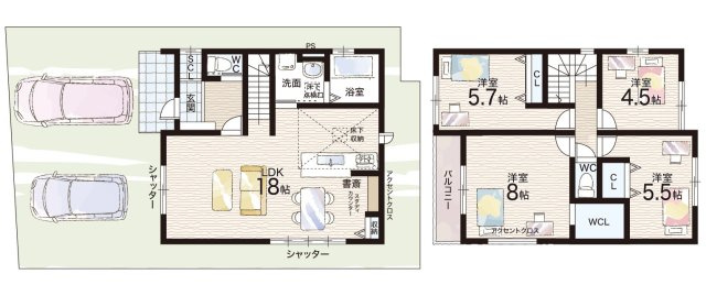 尼崎市西難波町　第1期　新築一戸建ての間取り