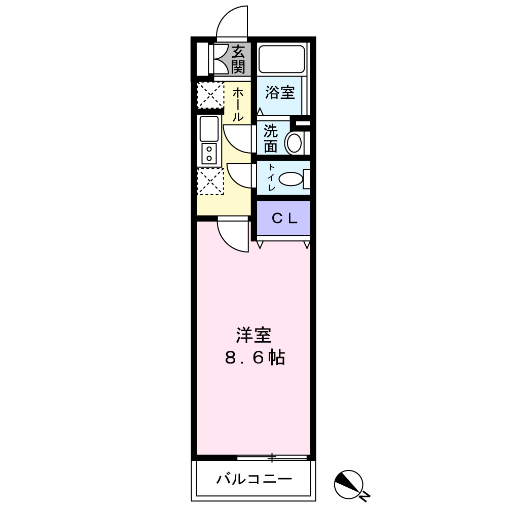 109号室は角部屋です。