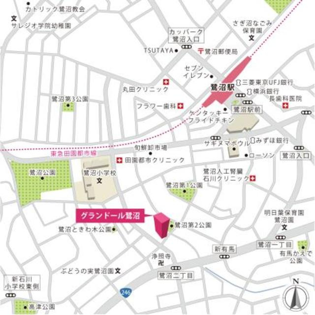 グランドール鷺沼の地図