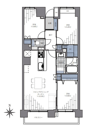 住吉パーク・ホームズの間取り|住吉パーク・ホームズ：南向きにつき陽当り良好！全居室収納・窓が付いた３ＬＤＫリノベーション物件は住設備も充実！