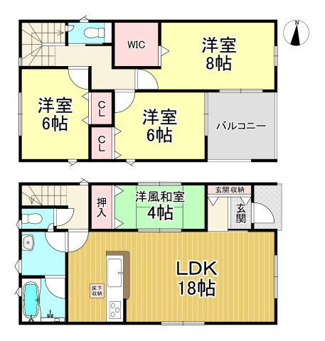 半田市向山町3丁目　全3棟　3号棟の間取り|3号棟　4LDK+WIC♪