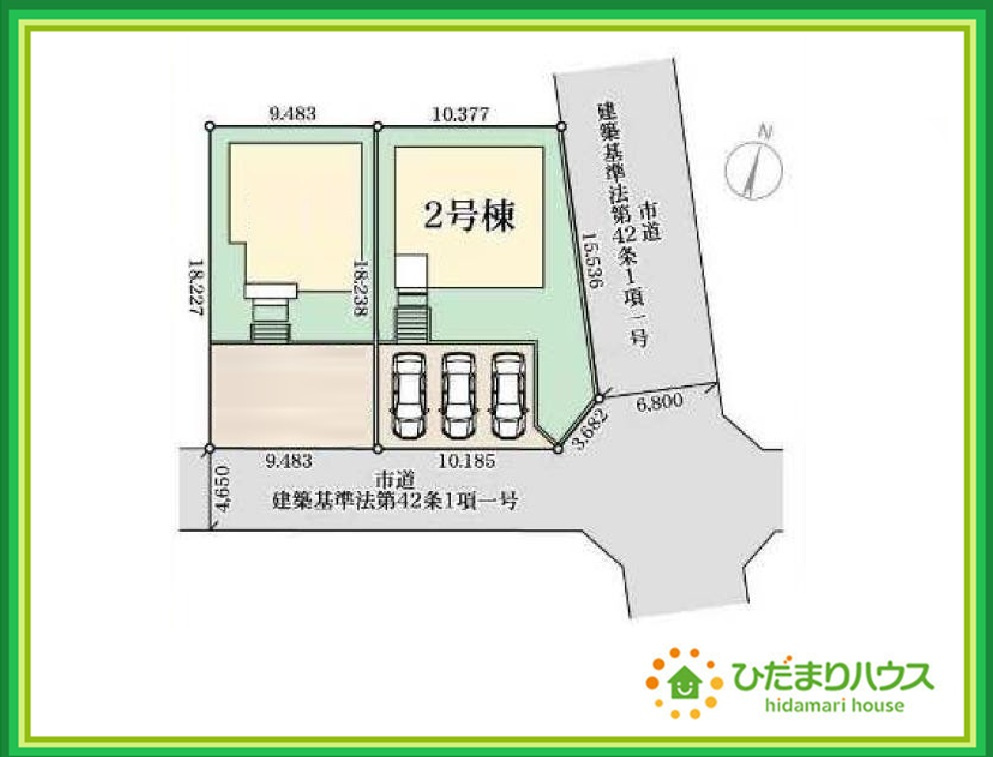 いわき市常磐上湯長谷町第3　新築戸建　2号棟の区画図|角地につき日当たり・風通し良好♪