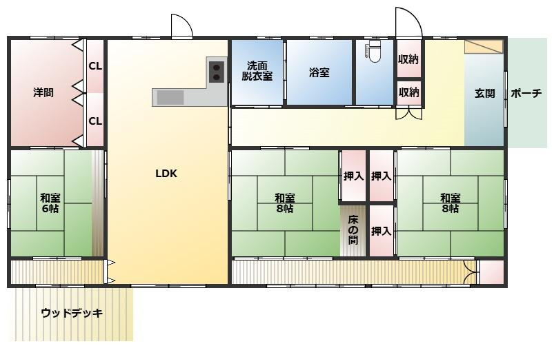 都城市都原町の中古一戸建の間取り