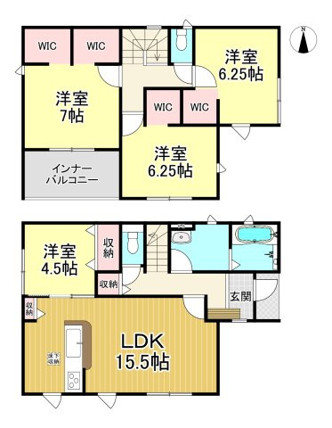 常滑市新浜町5丁目　全1棟の間取り|4LDK+4WIC☆