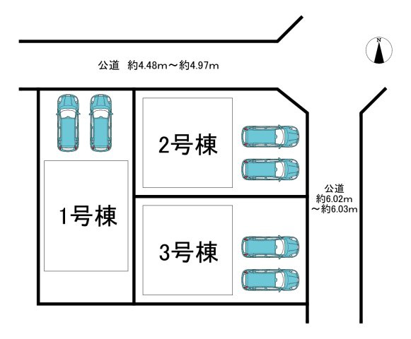 常滑市明和町5丁目　全3棟　1号棟の区画図|全3区画分譲地♪