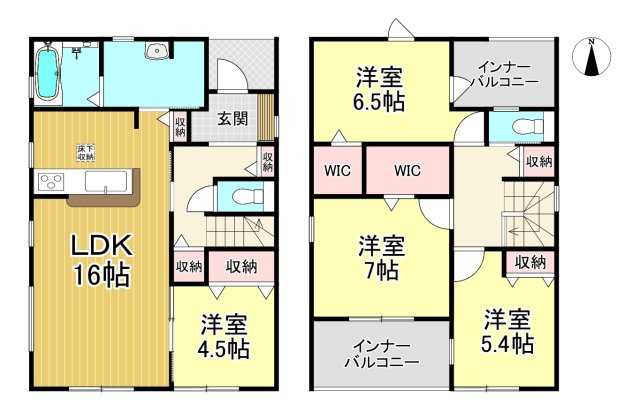 常滑市明和町5丁目　全3棟　1号棟の間取り|4LDK+2WIC☆