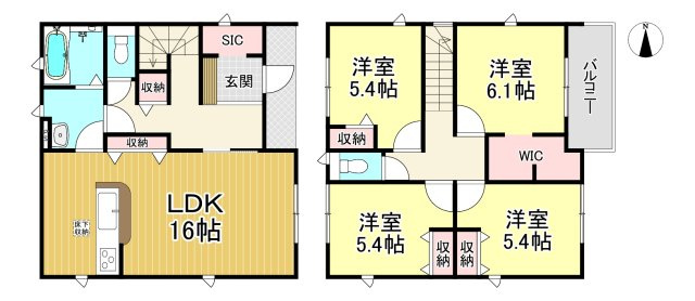 常滑市明和町5丁目　全3棟　2号棟の間取り|4LDK+WIC☆