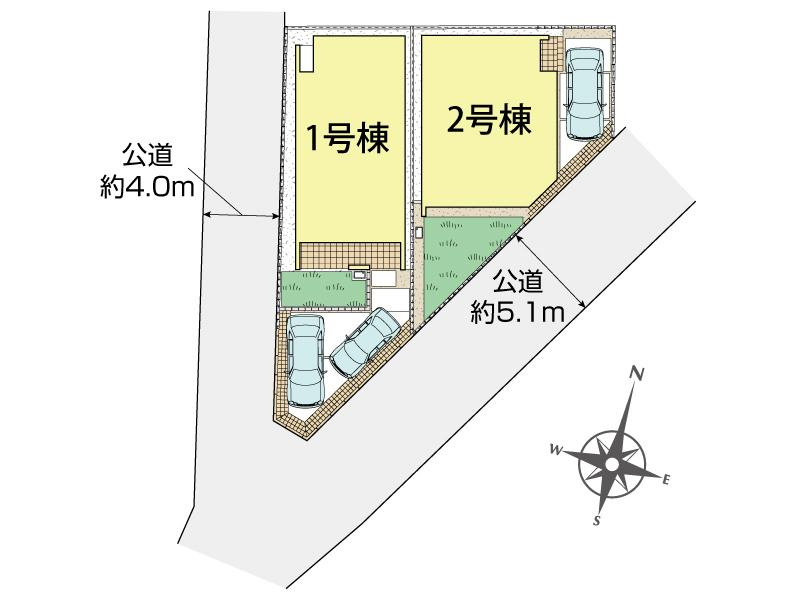 茅ヶ崎市室田３丁目　新築戸建　全２棟の外観|対象地は１号棟です。