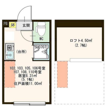 Hormony Terrace 中井（ハーモニーテラス中井）の間取り
