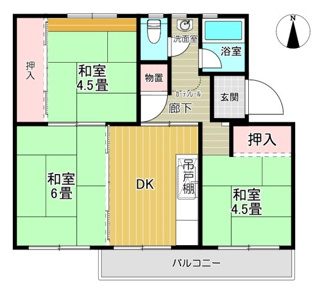 【間取り】 | 麻生台団地 | 48.85㎡（壁芯）の3DK。全居室に開口部を確保した風通しの良い間取り。お好みにリフォームするのもおすすめです。