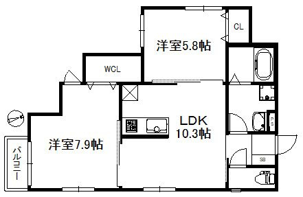 ベルプライム姪浜の間取り
