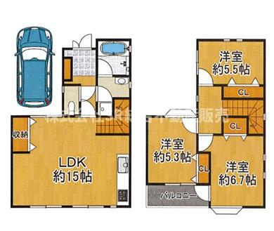 花園東町3丁目中古戸建の間取り|リフォーム歴有☆2Fは振分タイプの間取りで個々のプライバシーも守られます！