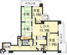 【間取り】 | ヒュース泉佐野 805号室
