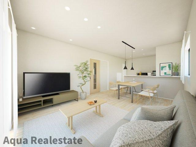 丸亀市津森町の新築一戸建の居間・リビング|ゆったりとした居間です