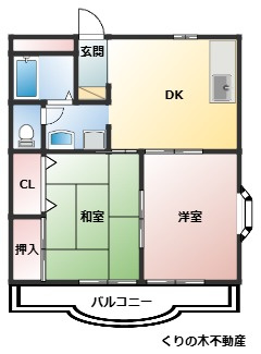 【間取り】 | グリーンヒルズ・T | 2DKのお部屋です