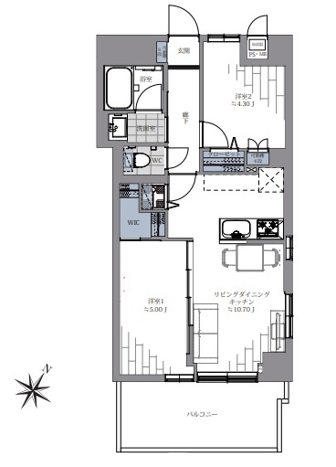 ライオンズマンション千駄木第２の間取り|ライオンズマンション千駄木第２：南東向き角部屋につき陽当り・通風良好！全居室収納・窓が付いた２ＬＤＫリノベーション物件は令和８年１０月初旬完成予定となっております！