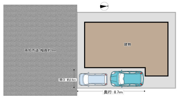 「陽当り良好な南側道路」高知市杉井流　中古一戸建ての区画図|南面道路につき陽当たり良好！広々とした敷地で、快適な暮らしを♪