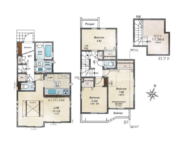 【間取り】 | 東久留米市南沢1丁目　新築一戸建住宅　全4棟　(保谷店) | 4号棟/1階にLDK、2階に個室がまとまったシンプルなプラン。ご家族で過ごす時間とプライベート時間の両方を大切にできます。※図面を基に作成しています。現況と異なる場合は現況を優先いたします。