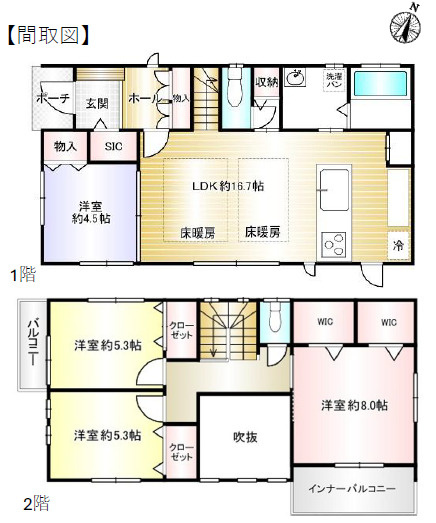 野田市堤根　中古戸建　平成31年築の間取り
