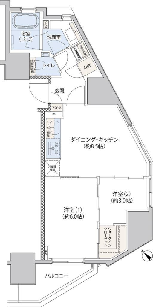 レジディア文京小石川Ⅱの間取り|2DK