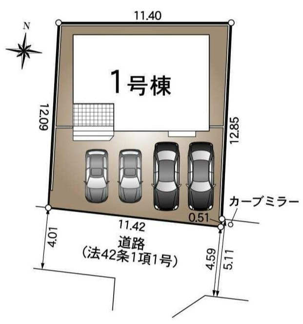 中野町 第3の区画図|1号棟の区画図になります。