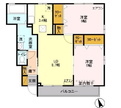 コージーヒルズBの間取り|反転タイプになります