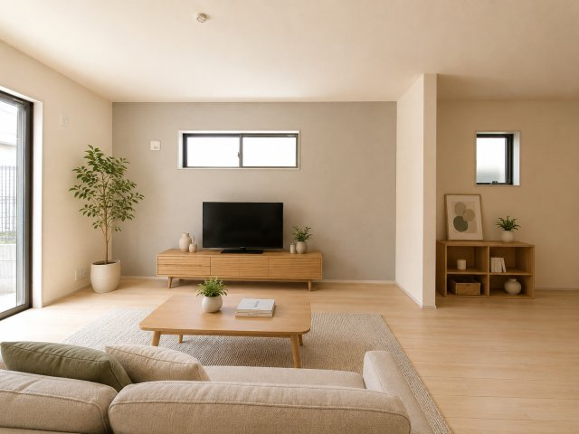 八潮市　八潮7丁目　新築戸建　全2棟の居間・リビング|施工例です