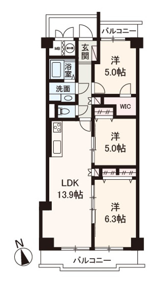 【間取り】 | 緑地東ロイヤルマンション | 南向きで陽当り良好！ゆったり暮らせる71平米超の3LDKリフォーム物件。内覧をご希望の際はお気軽にお電話ください。