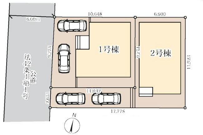 八潮市　八潮7丁目　新築戸建　全2棟の区画図|区画図です