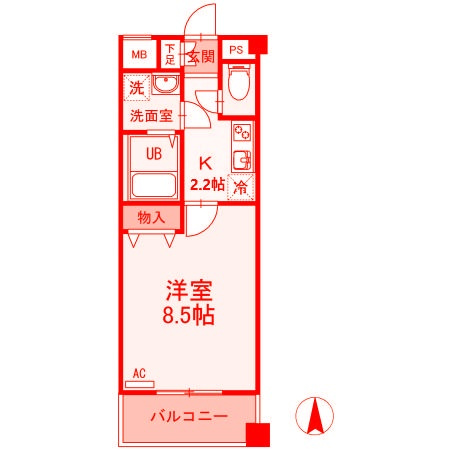 横浜市金沢区六浦４丁目の賃貸マンションの間取り|広々27.33㎡