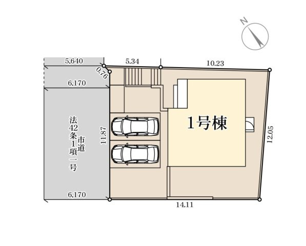 宗像市田熊6丁目第4-1棟（1号棟）の区画図|配置図（1号棟）