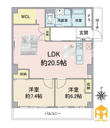 与力町スカイハイツの間取り|※現況と図面が異なる場合現況を優先いたします。