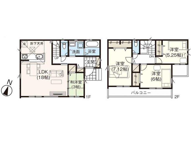 【間取り】 | GRAFARE 北本市下石戸5期　新築住宅 | ≪4号棟≫LDK18帖■全室南向き設計■対面キッチン■全居室収納